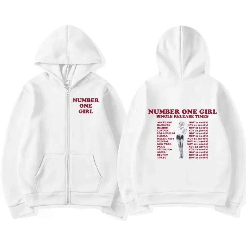 Rosé Number One Girl Album Zipper Hoodies Kpop Panlalaking Babae Damit Long Sleeve Zip Up Sweatshirts Fleece Oversized Pullover Y2K
