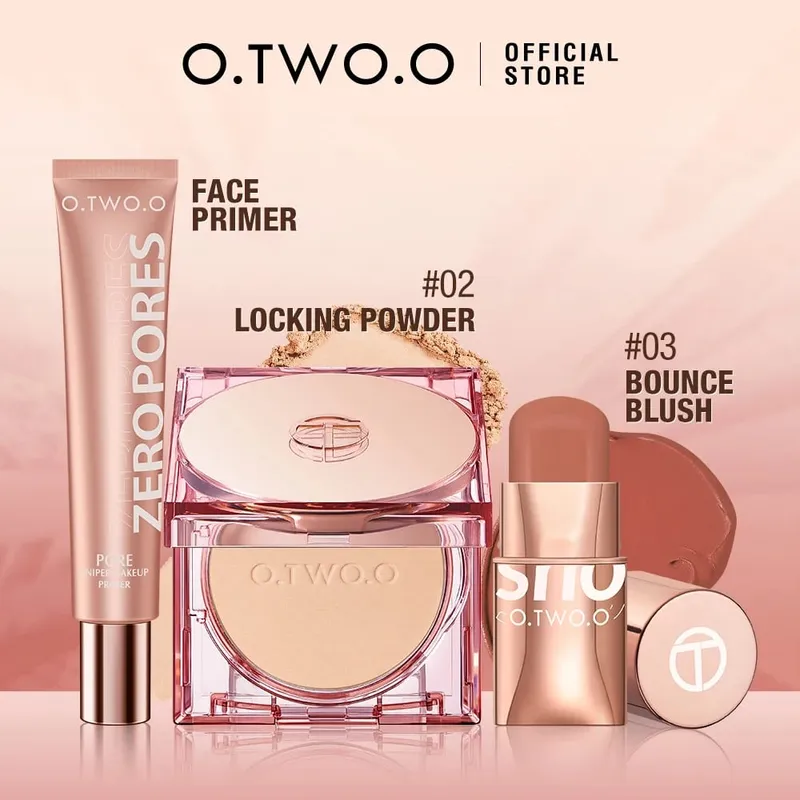 O.TWO.O 3 stks Make-up Set 3 In 1 Lippenstift Blush Stick SPF 30PA + Gezicht Instelling Poeder Gezicht Primer Make-up Basis Cosmetica Kit