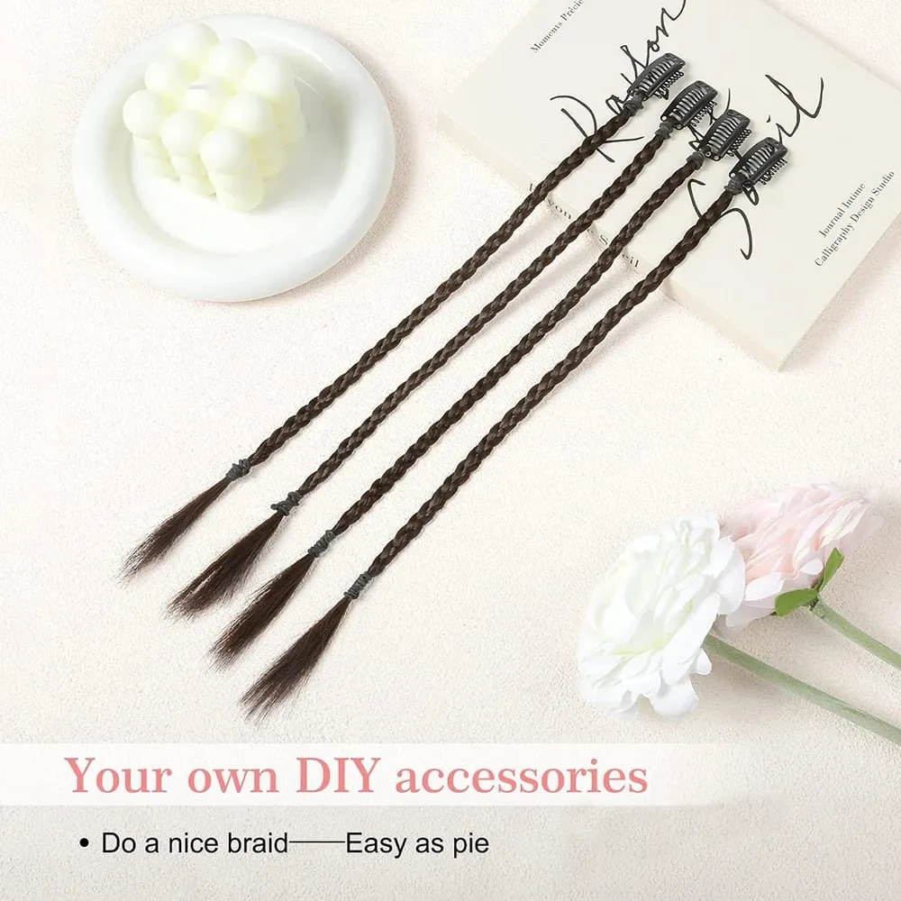 4pcs Synthetic Box Braids Clip In Hair Extensions K-POP Long Hair Braid Extensions For Party Use Y2K Hair Accessories — image 3