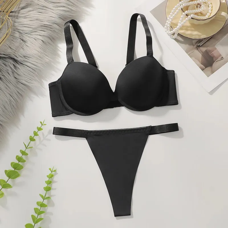 Sexy leopard print 2-piece set with gathered lifting and thickened steel support bra set for women's underwear B2051 — image 7