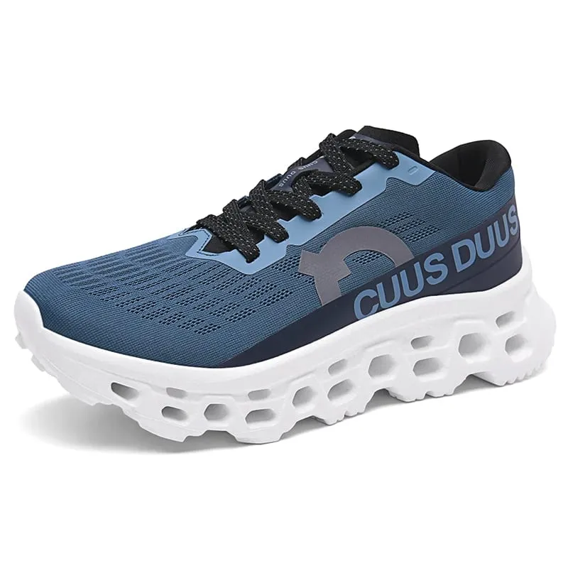 Men's running shoes hollow cushioning thick soled sneakers breathable mesh lightweight non-slip sneakers outdoor fitness shoes