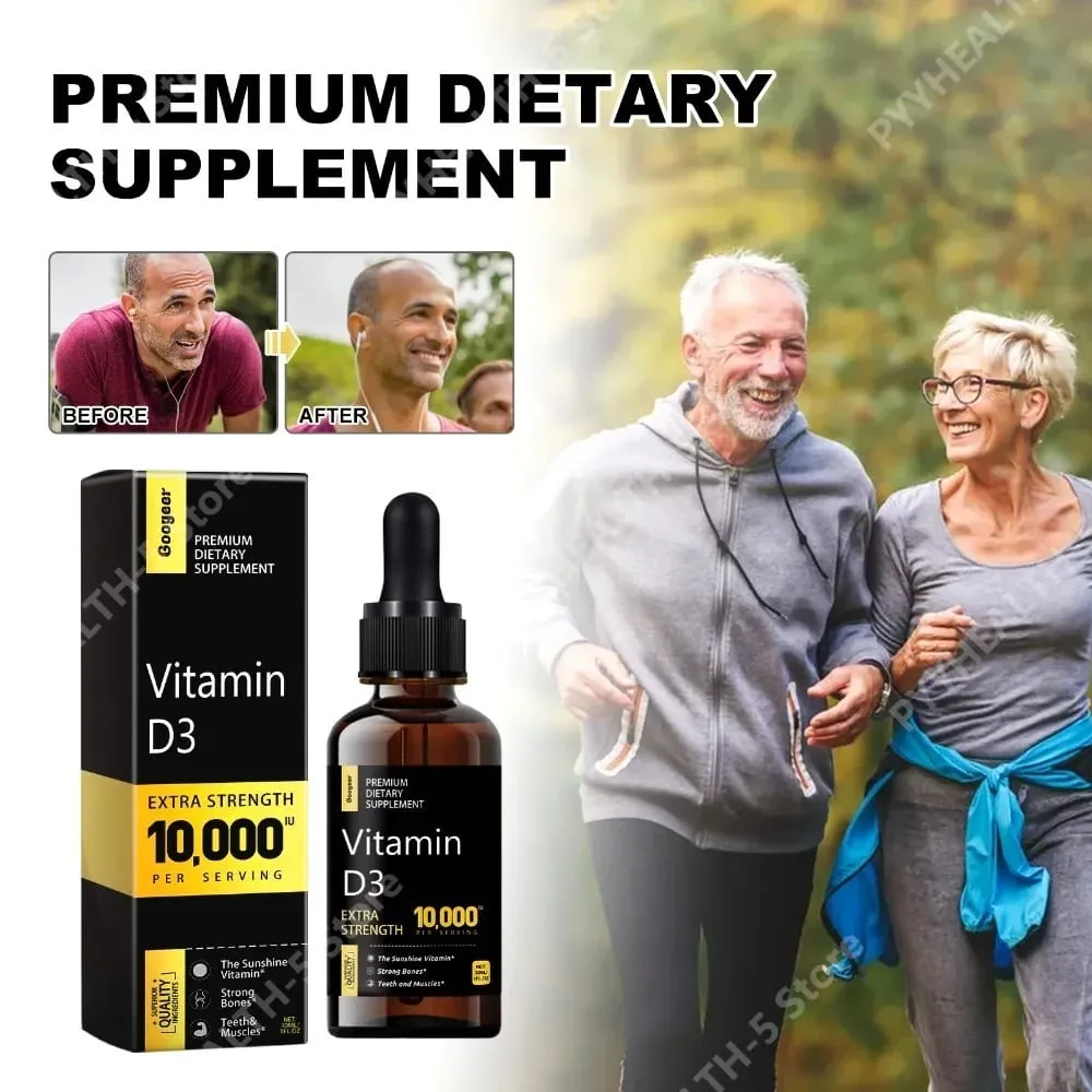 Vitamin D Liquid 10 000 IU Extra Strength Quickly Absorbed Supports Strong Bones with Vitamin C and Calcium 30 ML Net — image 2