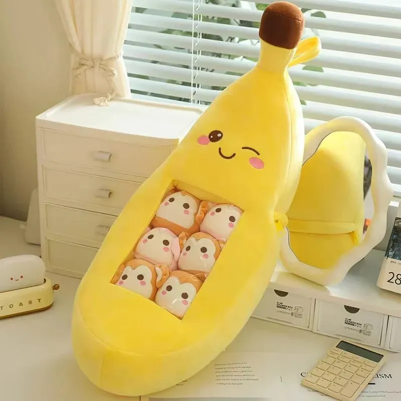 Six Small Toys Inside Cute Cartoon Fruit Plush Pillow Soft Stuffed Sofa Cushion Homdecor Pillow Backrest Children's Gift