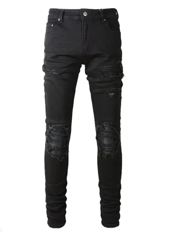 Erkekler için Skinny Delik Kot Vintage k