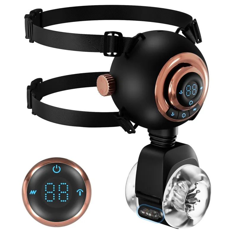 Automatic Male Masturbator with Removable Belts LCD Adjustable Males Adults Sex Toys Penis Masturbation Wearable Stroker for Men