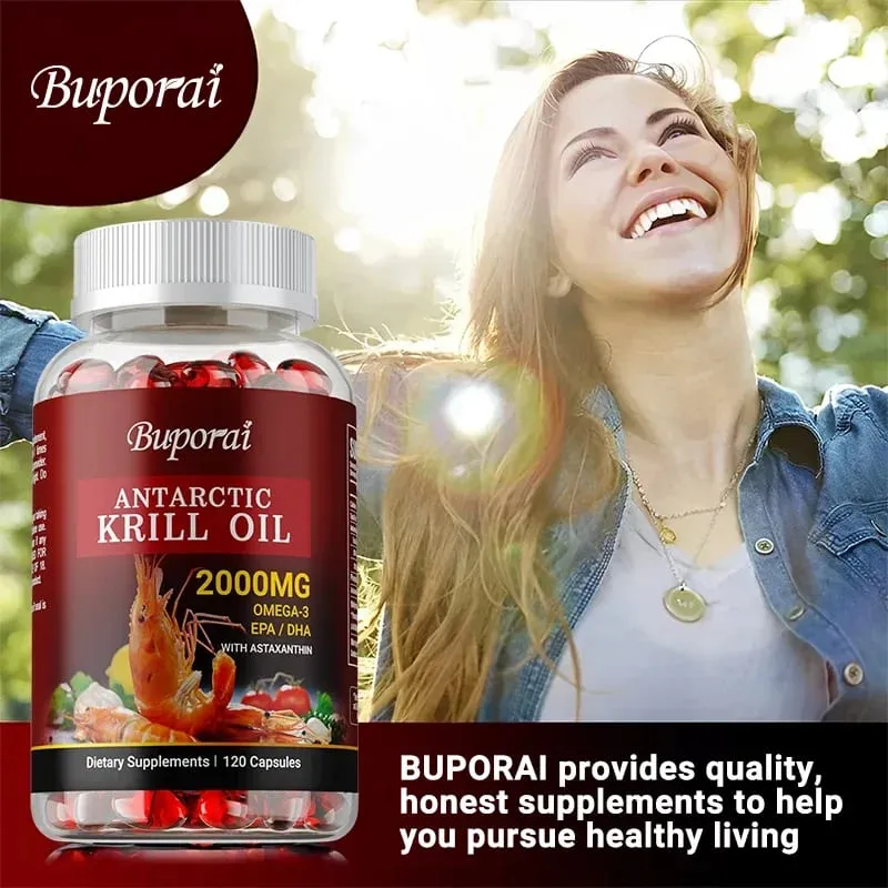 Olio di krill antartico 2000MG - Contiene astaxantina favorisce la salute del cervello e del cuore, il metabolismo antiossidante e aumenta l'immunità