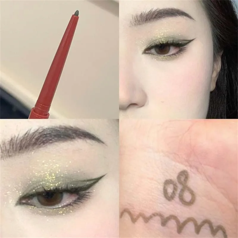 12 Colors Eyeliner Pencil Waterproof Long-lasting Orange Black Brown Easy Wearing Eyeshadow Contour Stick Lying silkworm Makeup