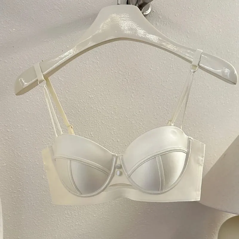 AA Cup Strapless Bra Set Fixed Half Cup Built-in Lift Lingerie Push Up Convertible Underwear Push Up Convertible Underwear