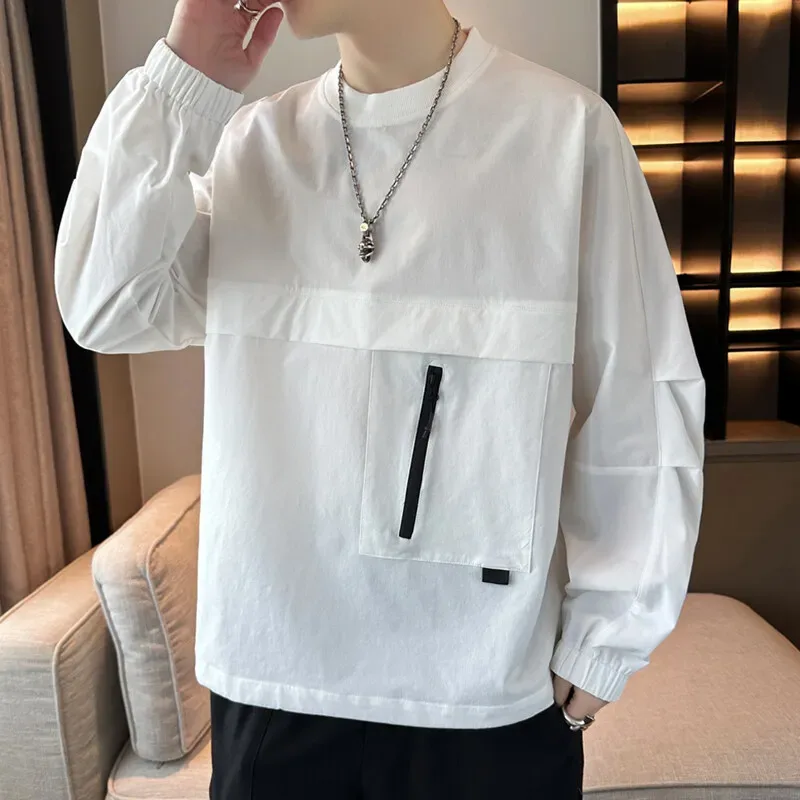 Casual Men's Lightweight And Breathable Pullovers Spring Summer Nylon Pull On Hoodies Streetwear Solid Top Sweatshirts Clothing