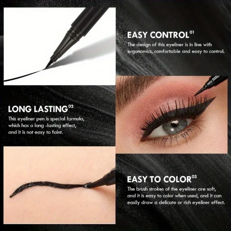 3Pcs Smooth Eyeliner Pen - Smudge-Proof Eye Pen Quick-Dry For All Occasions Black And Dark Brown Eye Makeup