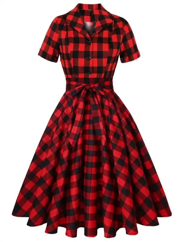 2026 Robe De Cocktail Pinup Rockabilly Dress Midi Cotton Tunic Jurken Causal Vintage 60s 1950s Big Swing Summer Party Sundress