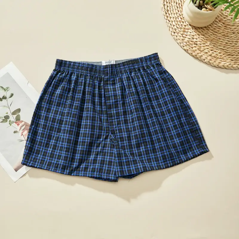 Random 4PCS Men's Fashion Arrow Shorts Home Shorts Men's Underwear Comfortable Breathable Plaid Underwear