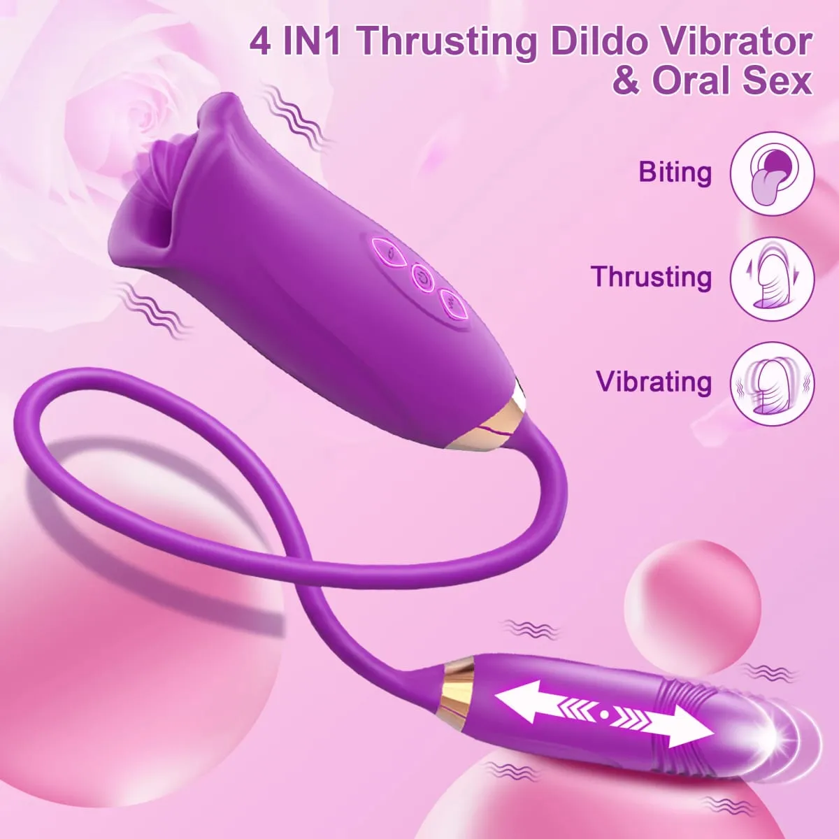 Sucking Vibrator for Women Biting Oral Mouth Thrusting Telescopic Dildo Tongue G-spot Nipple Clit Stimulation Female Sex Toys