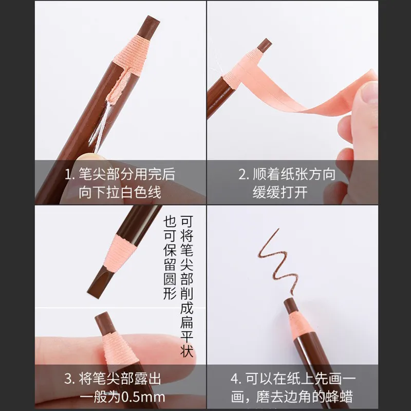 10pcs Brand Hengsi Pull Peel Eyebrow Pencil Brown Black Waterproof Eyebrow Enhancement Wholesale Cosmetics Long Lasting Beginner