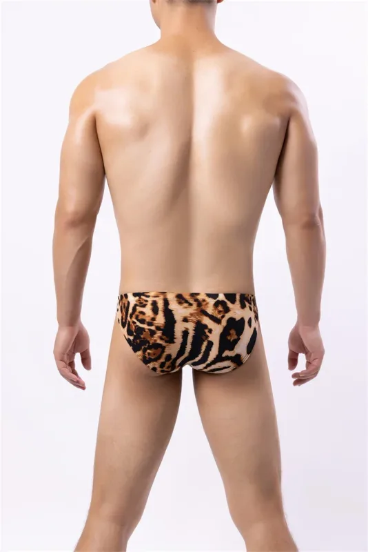 Sexy Men's Briefs Underwear Leopard Pattern Low Waist Soft Slip Briefs Lingerie Underpants Pouch Tangas Sexis De Hombre