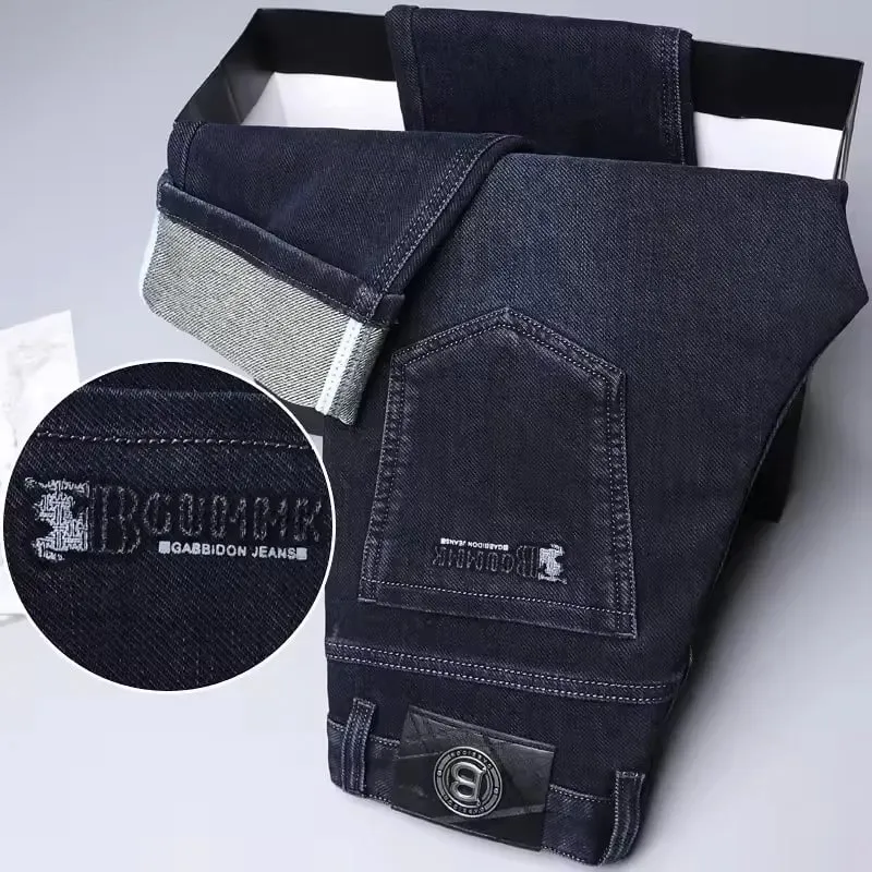 Brand Men's Straight-leg Jeans High-quality Light Luxury Embroidered Casual Versatile Fashion Slimming Smooth Silhouette Style