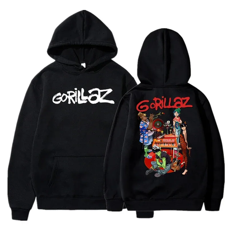 The Autumn and Winter Pullovers Long Sleeve Loose Soft Sweatshirt Streetwear Coat Gorillaz Printing Women and Men Hoode