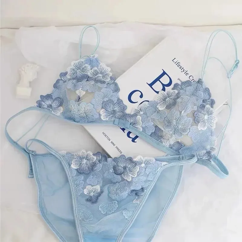 Super Sexy See-Through Lace Bra Set Hollow Out No Underwire French Triangle Bralette and Panties Women Hot Lingerie 2026 Fashion — image 3