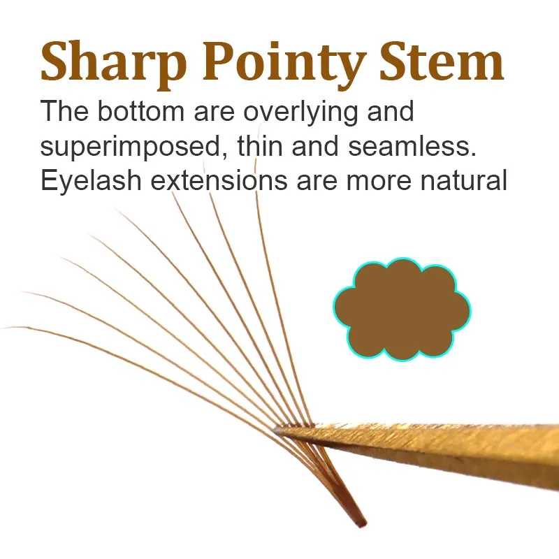 Dark Brown Premade Fans Volume Lash Extensions 3D-10D Soft Coffee Brown Russian Volume Lashes Sharp Stem Pointy Base for Eyelash