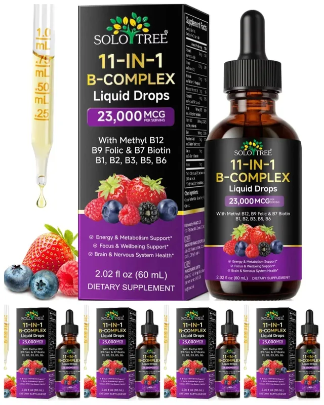 11-in-1-Vitamin-B-Komplex-Tropfen, 23000 mcg, Vitamin-B-Flüssigkeitsergänzung zum Einnehmen für Energie, tägliche Wellness-Unterstützung, 30 ml