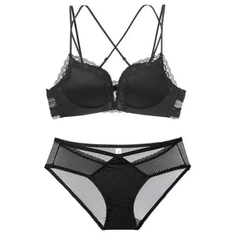 Women Leopard Front Closure Push Up Bra Small Bust Anti Spill Side Support Sexy Back Brassiere Size 32-38ABC Daily Wear Lingerie
