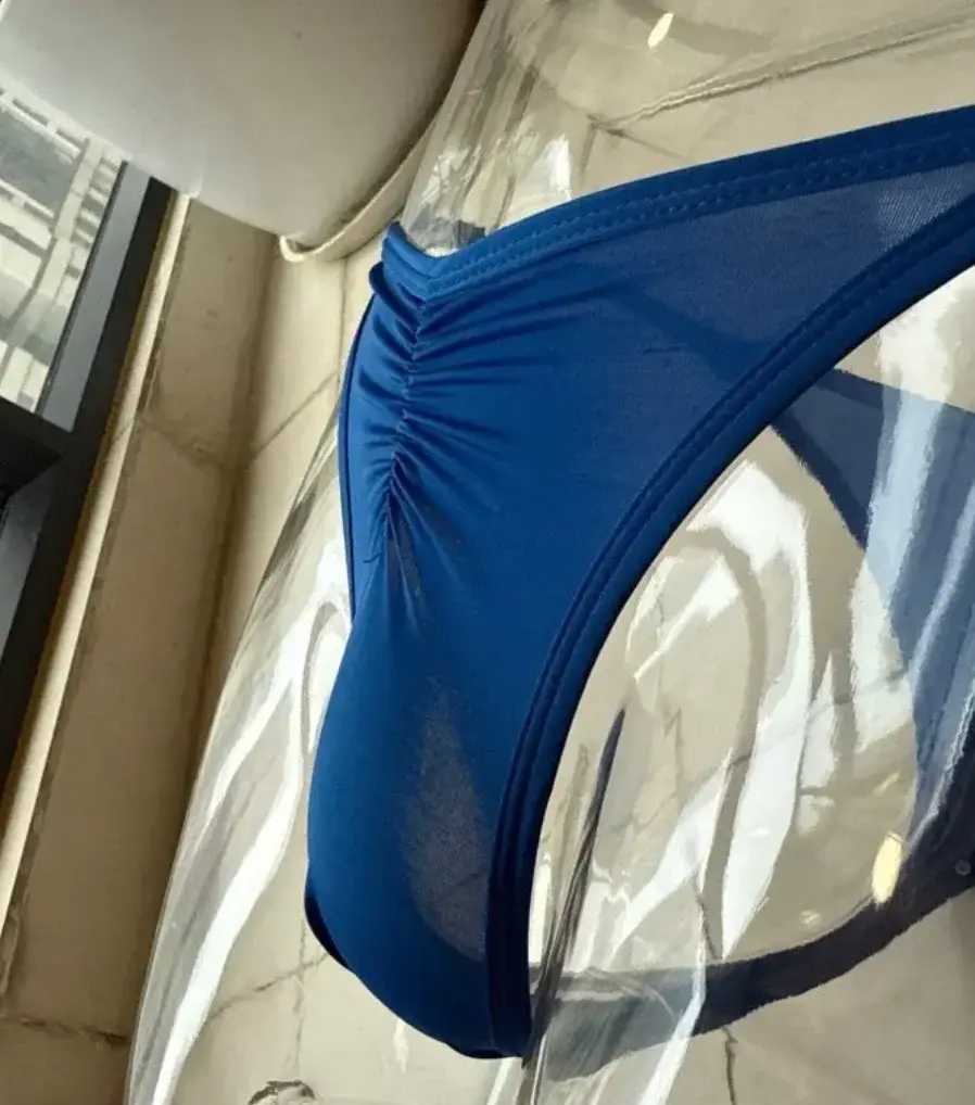 Men's Casual Ruched Thong 1 Piece, Ultra-Thin Breathable Cool Soft Everyday Men Underwear High Slit Sexy Cool Men's Underwear
