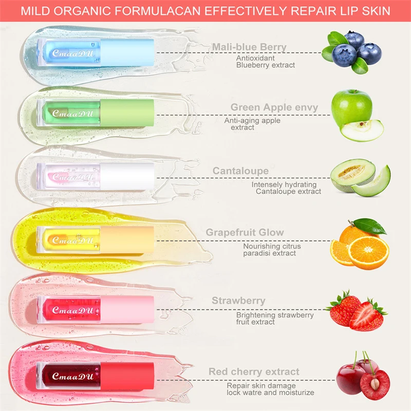 Fruit Color Changing Lip Gloss Strawberry Lip Oil Moisturizing Reduce Lips Line Liquid Lipstick Waterproof Jelly Plump Lips Care