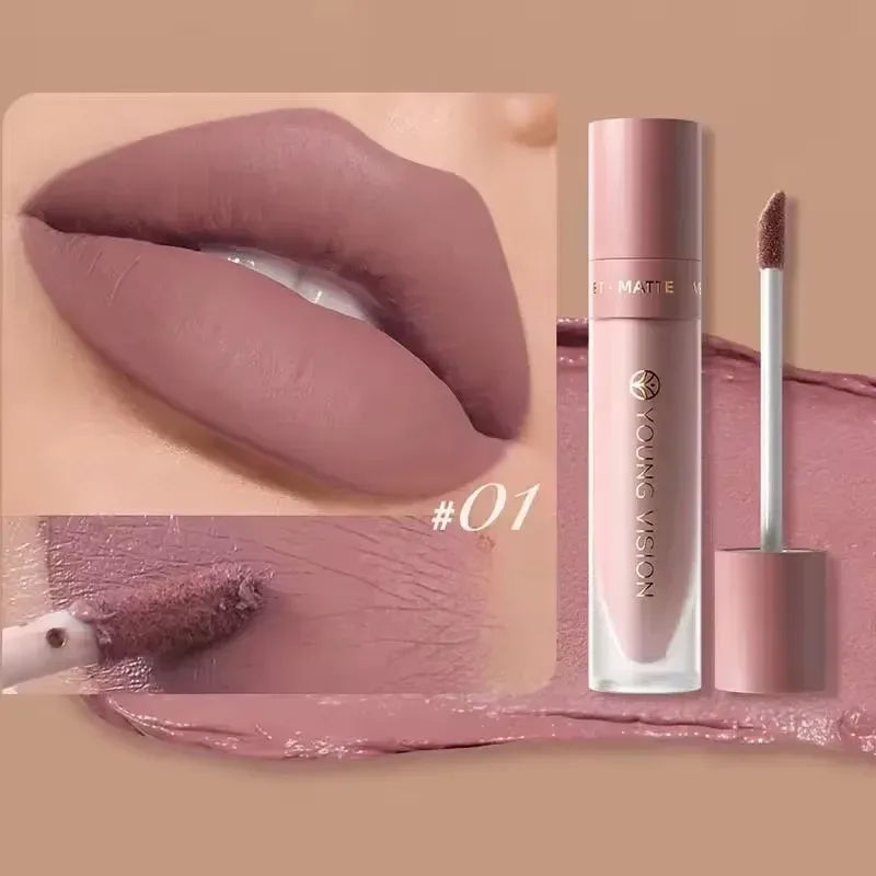 8-Color Lip Matte Smooth Easy-to-Apply Square Gloss Tube Velvet Waterproof Three-Dimensional Sexy Plumping Lipstick Makeup