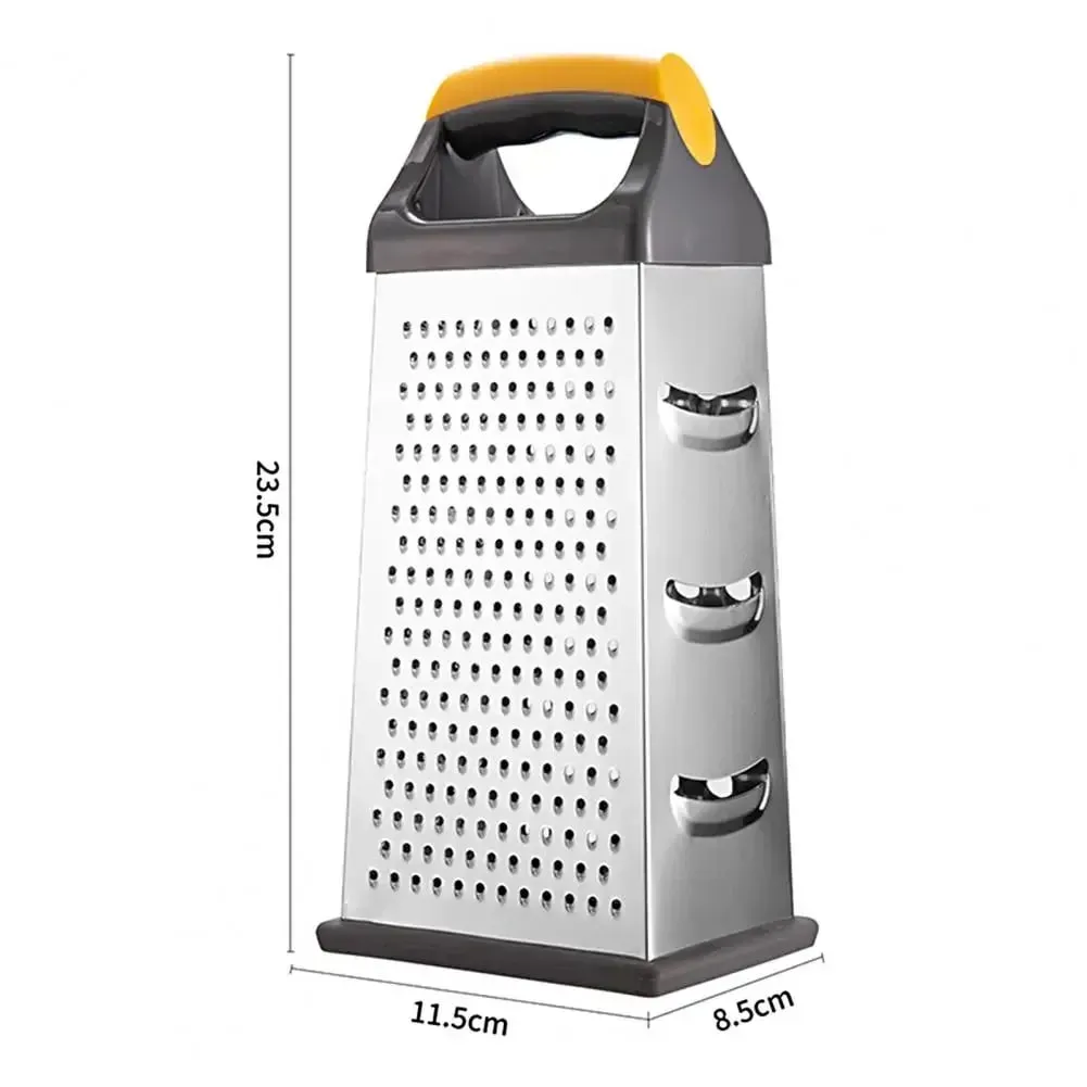 4-Sided Boxed Grater Sturdy Vegetable Peeling Tool Silver Color Multi-face Grater