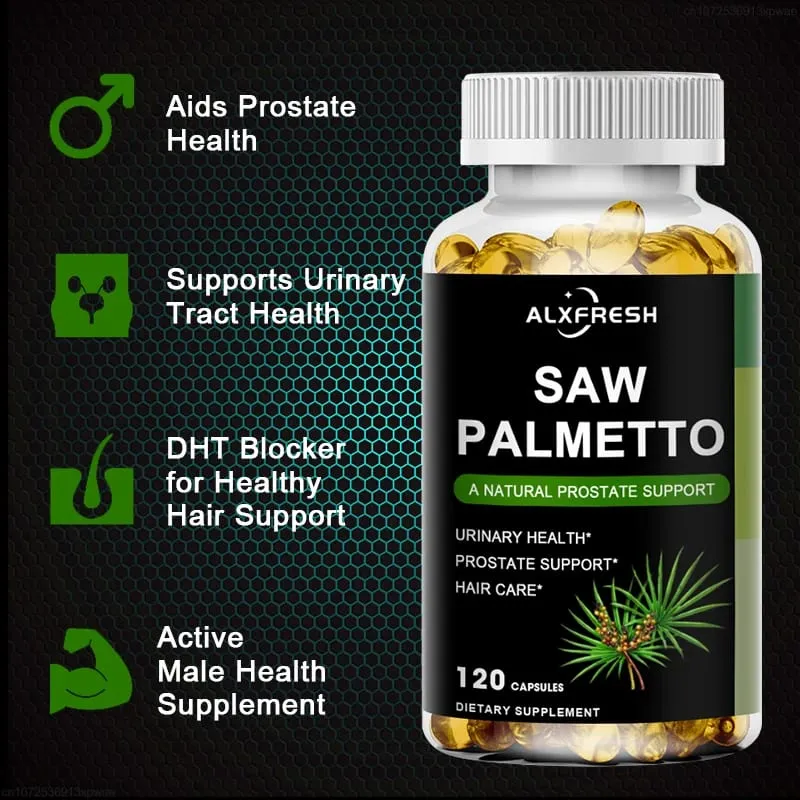 Alxfresh Prostate Health Supplement Natural Saw Palmetto Extract Supports Prostate and Hair Growth Capsules for Men and Women