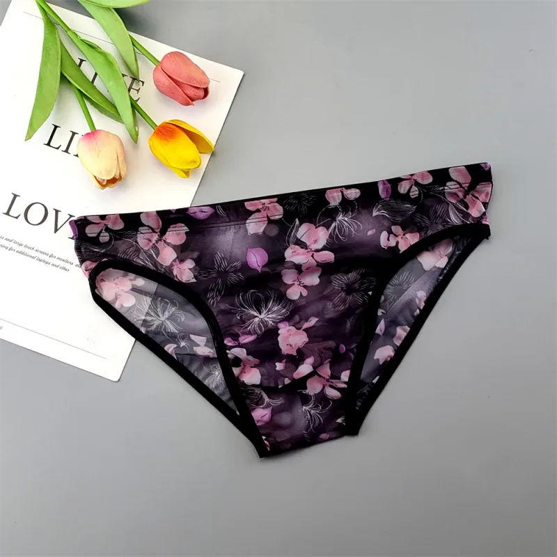 5pcs Transparent Mesh Underwear for Men Ultra-thin Perspective Mid-rise Male Pouch Slips Homme Panties Plus Size