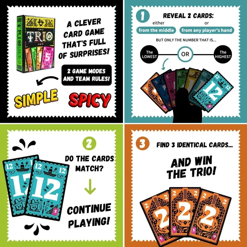 Trio Memory Challenge Bilingual Strategic Card Game Brain Training Activity for Family Party Group Fun Board Game Toys — image 4