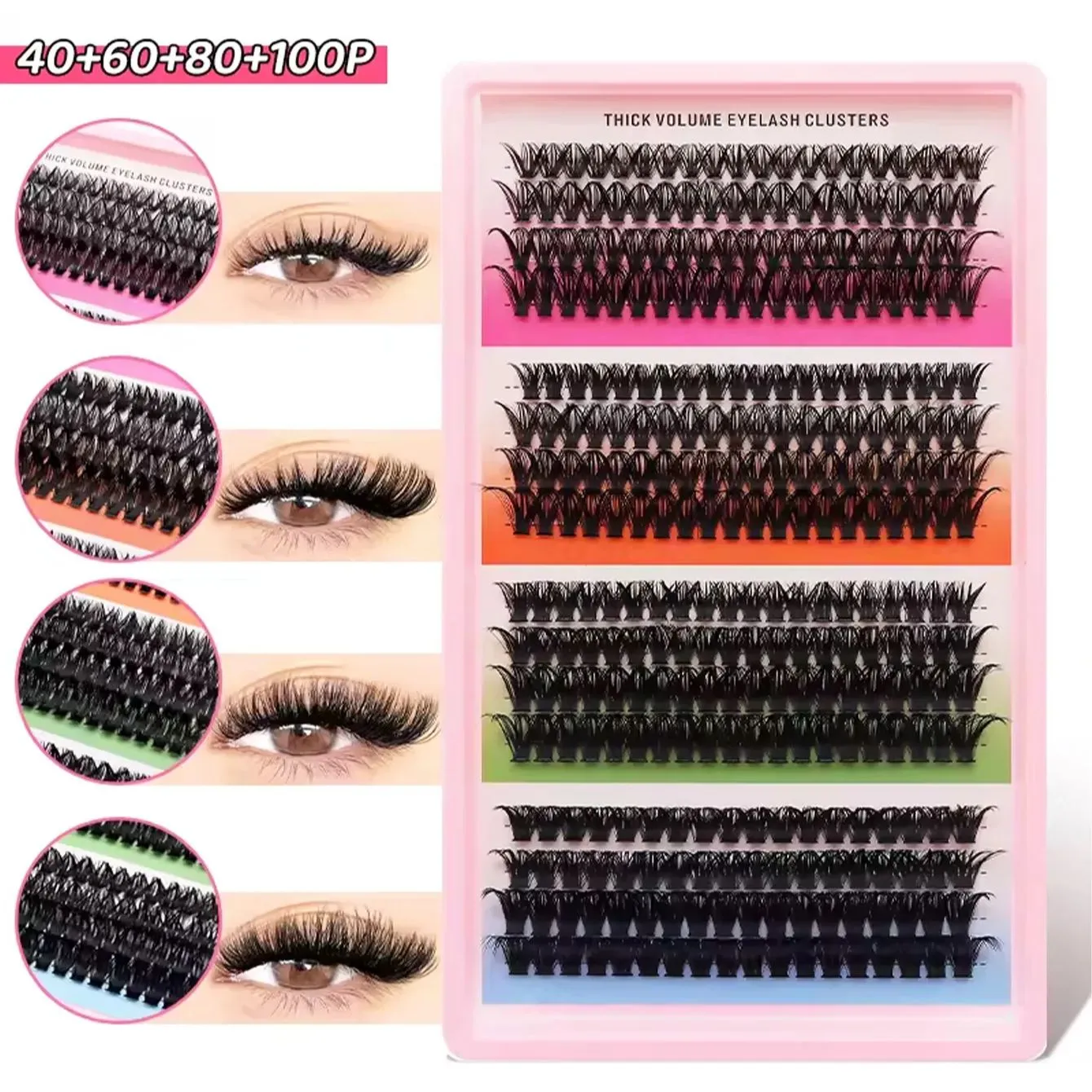 Cat Eye 16 rows Cluster Lashes 406080100P Mixed DIY Individual Eyelashes Thick Tray DIY Eyelash Extension Wispy Volume Eyelashes — image 2