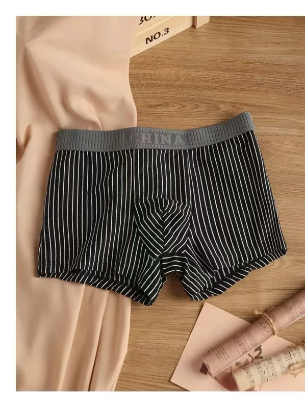 4Pcs Boxer Shorts Men's Underwear Sexy Panties Cotton Boxers Striped Underpants Male Shorts U Convex Lingerie Plus Size L-6XL