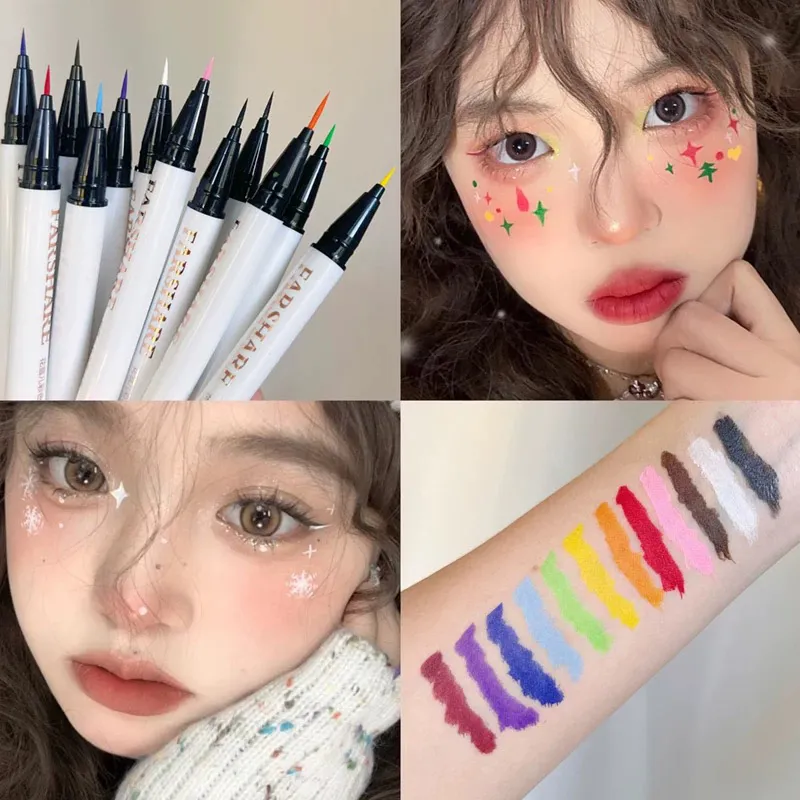 0.1mm Colorful Liquid Eyeliner Pen Waterproof Lasting Quick-Dry Easy To Color Eye Liner Cosmetics Tool Blue Pink White Eyeliner — image 3