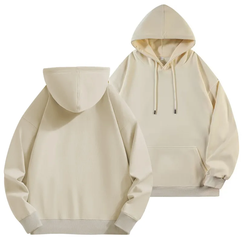 Logo Tersuai DIY Sweatshirt Bertudung Hitam Kapas Tulen Pullover Lengan Panjang Atasan Kasual untuk Lelaki Dan Wanita Fesyen Musim Sejuk Musim Gugur