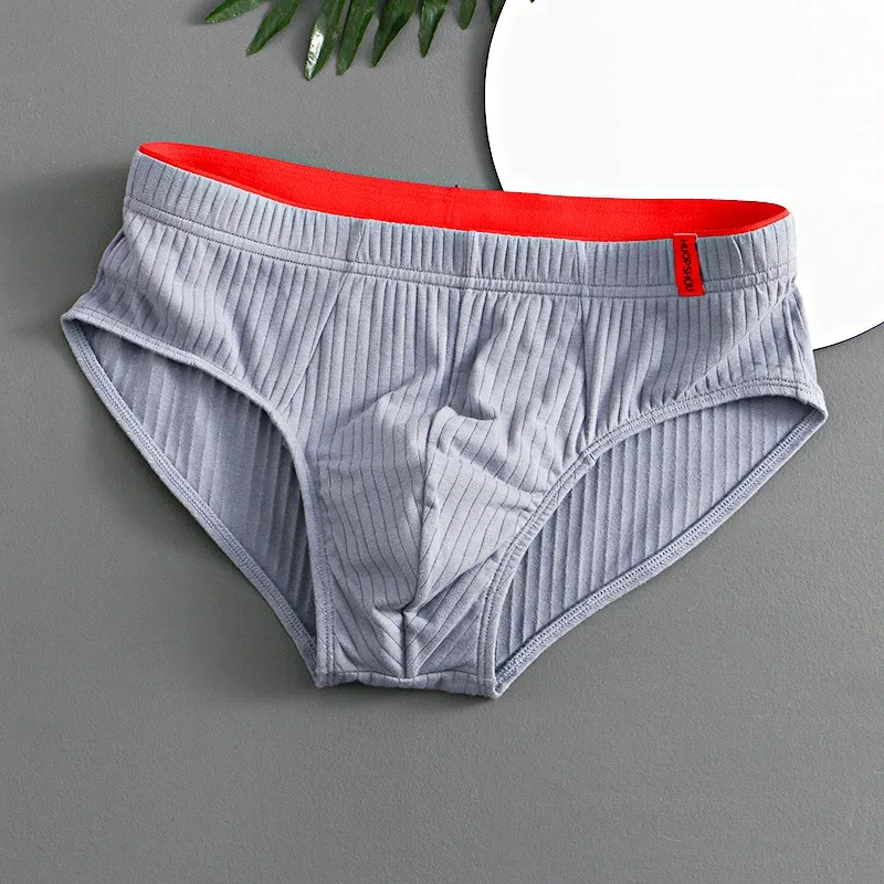 1/3 pçs cuecas masculinas meados de cintura elástica macia respirável anti-séptico u convexo listrado cor sólida casual cuecas masculinas