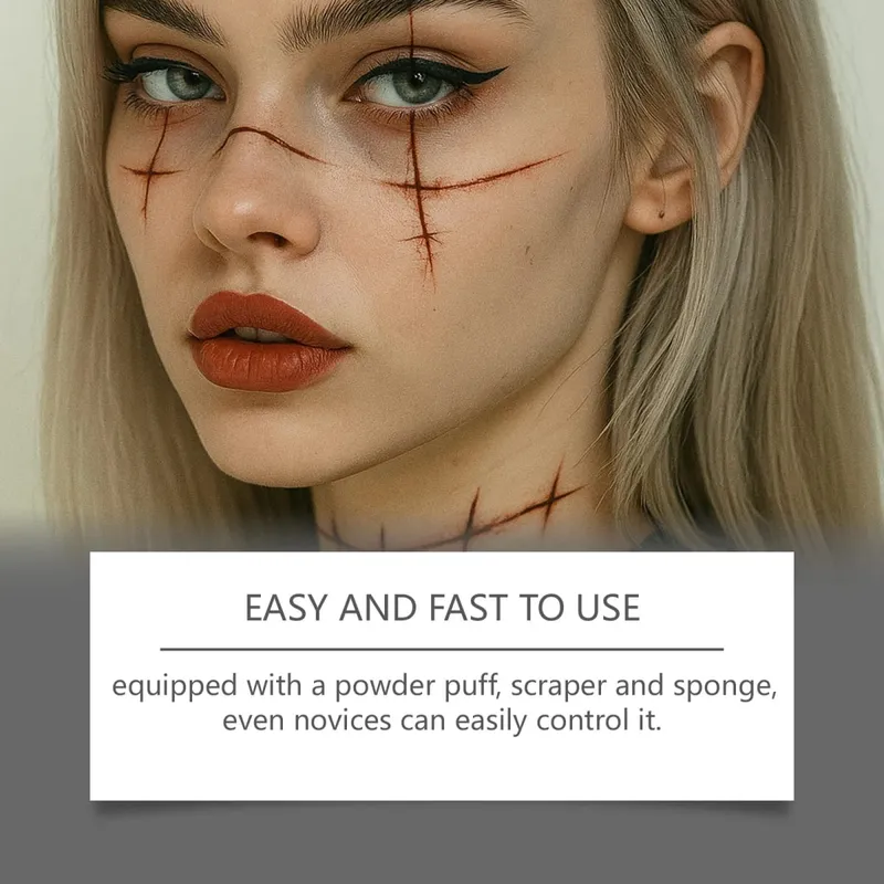 Halloween Sfx Makeup Kit-Liquid Latex Fake Blood Scar Wax Body Paint Palette Sponge-Professional Special Effects Makeup Set