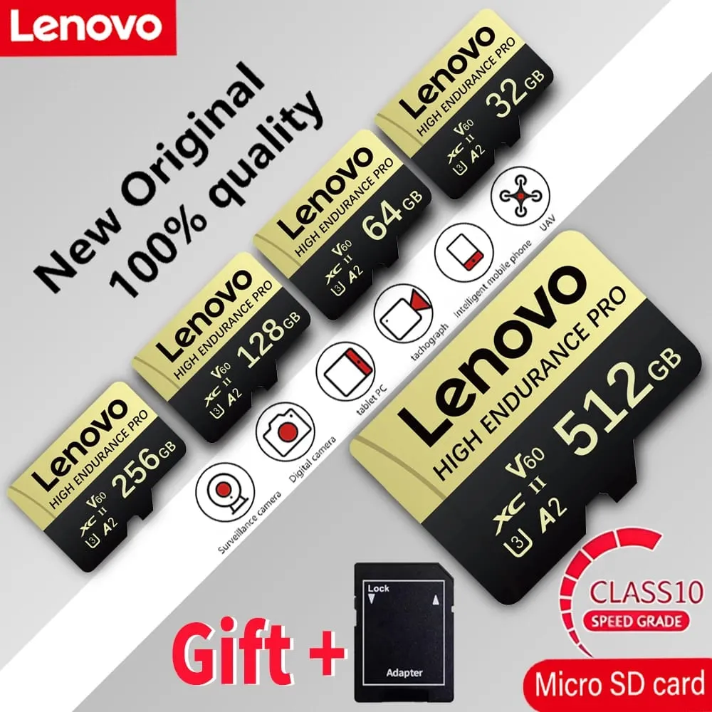Lenovo High Speed Class 10 Mini SD Memory Card 256GB Micro TF Card for Smartphone - 32GB 64GB 128GB 256GB 512GB Options Availabl — image 1