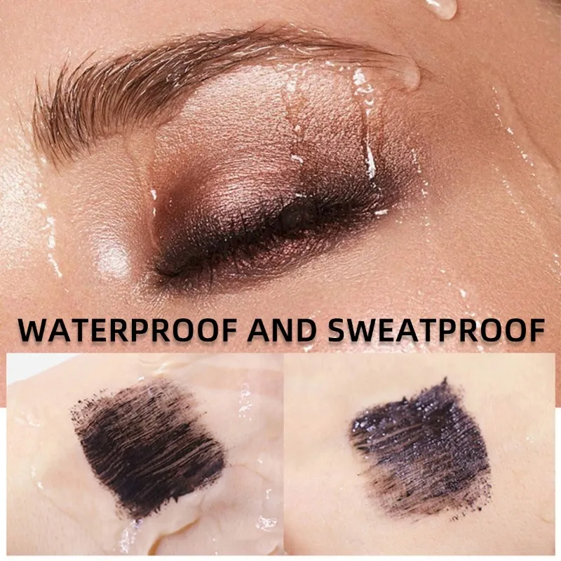 Mascara imperméable noir allongeant le recourbement des cils noirs Extension de cils maquillage de beauté Mascara longue tenue Mascara en fibres de soie — image 3