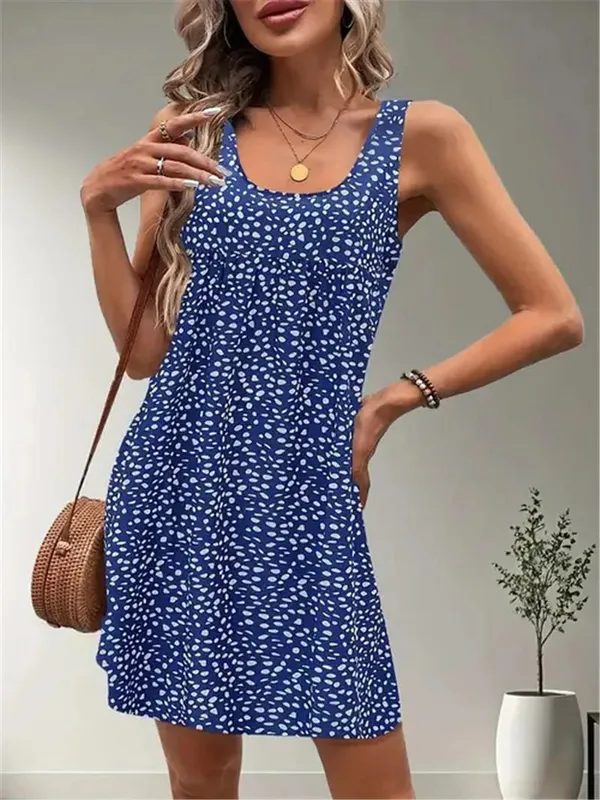 Fashion Leopard And Floral Pattern Women Mini Dresses Summer Sleeveless 3D Printed Street Ladies Dress 3XL Big Size Casual Dress