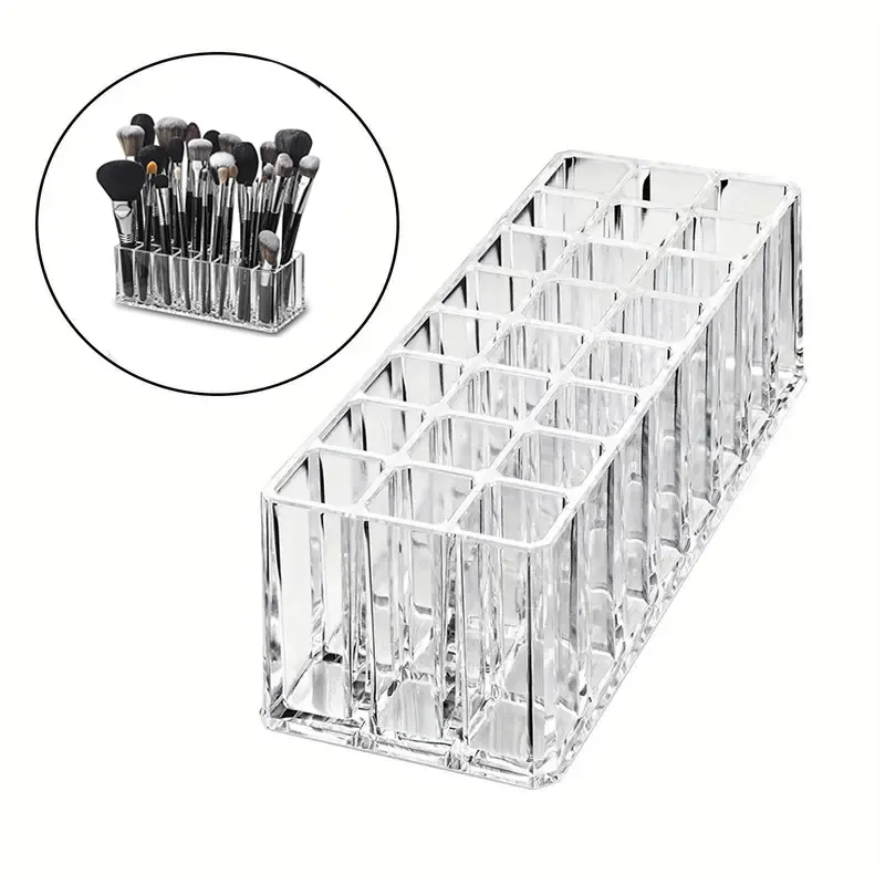 24 Slots Makeup Brush Organizer Acrylic Lipstick Organizer Cosmetic Storage Makeup Lipgloss Display Box Makeup Brushes Storage — image 3