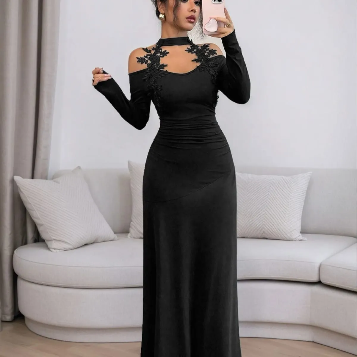 Fashion Dresses for Women Slim Long Sleeve Halter Women Dress Package Hip Long Dress Women Vestidos De Verano Mujer