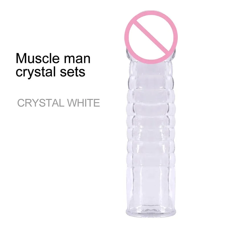 Penis Extender Cock Rings Delay Ejaculation Reusable Penis Condoms Dick Sleeve Silicone Glans Vagina Massager Sex Toys For Men