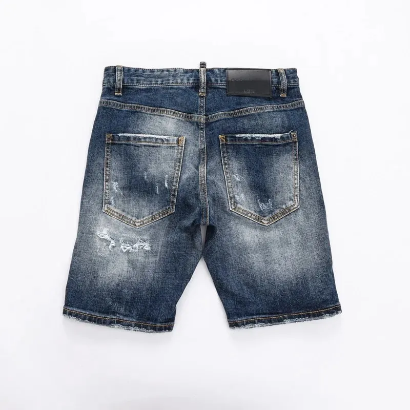 Summer Style dsq Italy Brand Jeans Mens Slim Short Jeans Men Denim Trousers Zipper Stripe Hole Blue Hole Shorts Jeans for Men