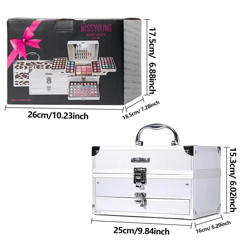 Full Face All-in-One Makeup Set Eyeshadow & Blush Integrated Palette Long Lasting Portable Multifunctional Facial Cosmetics Kit