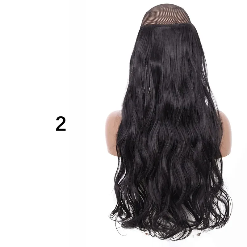 Synthetic No Clip Hair Extensions Natural 16 22 32" Long Wavy Invisible Wire One Piece False Hairpiece For Women