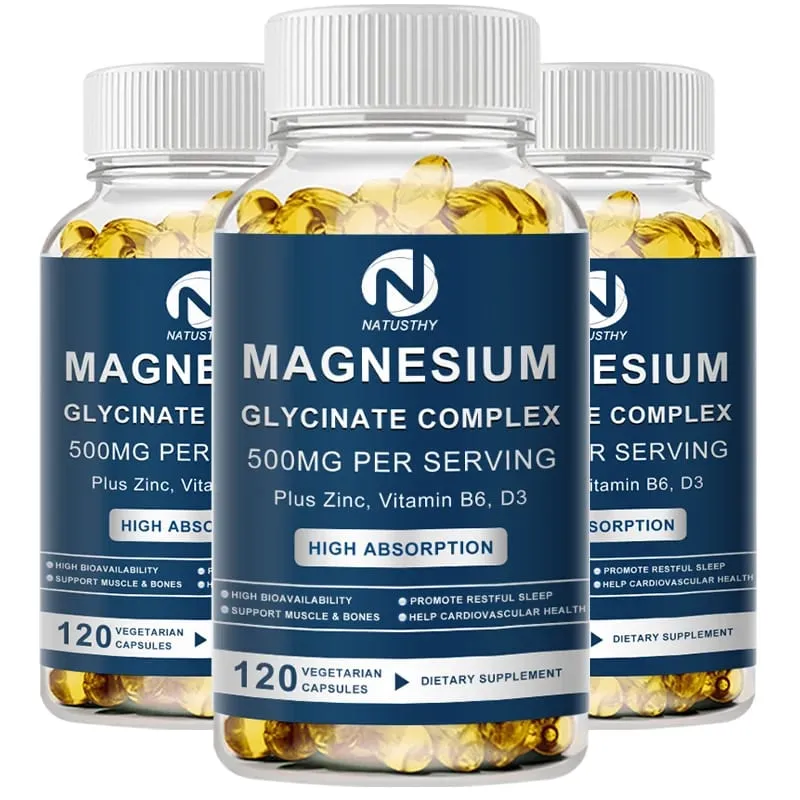 Magnesium Glycinate Capsules with Zinc for Sleep Quality Muscle Recovery Heart Brain Health