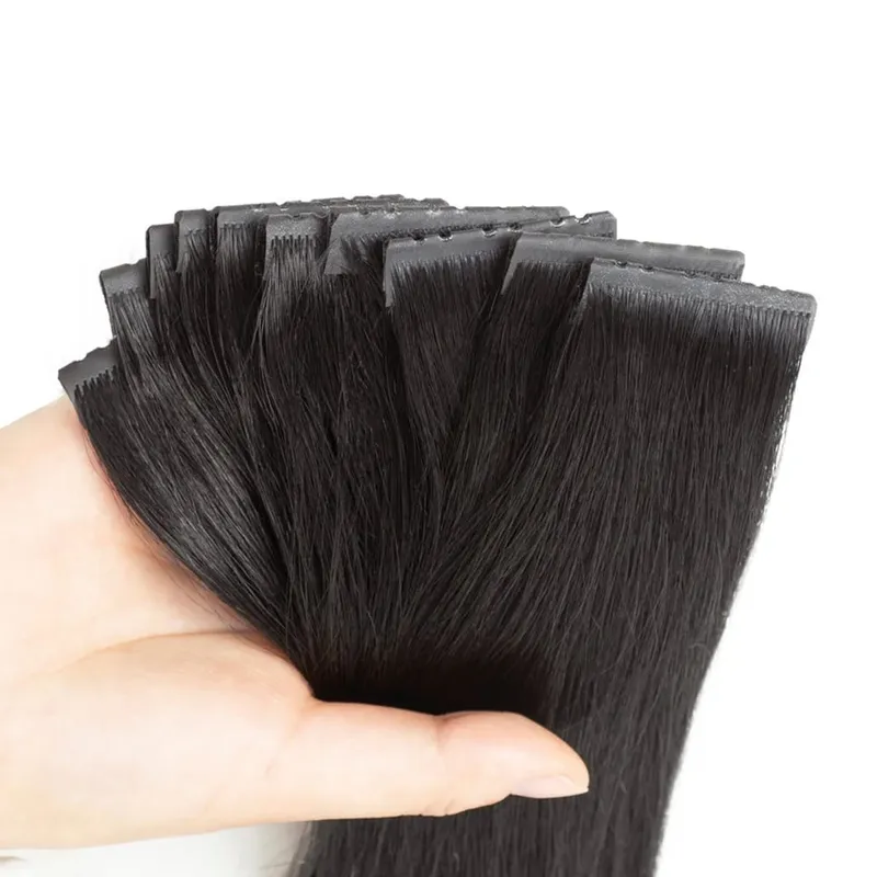 Brown Invisible Twin Tabs Hair Weft Human Hair Extensions Straight Inject PU Hole Weft Microlinks XO Weft Blonde 10pcs/Pack