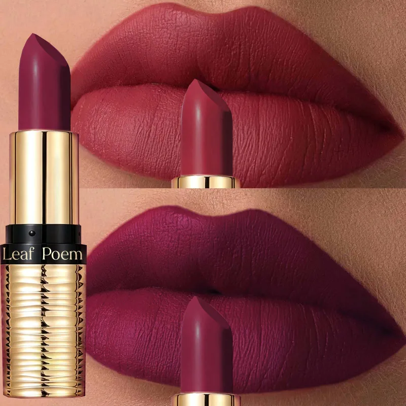 8 Colors Purple Matte Lipstick Waterproof Nude Brown Lip Tint Tone Long-lasting Velvet Matte Lipstick for Women Makeup Cosmetics